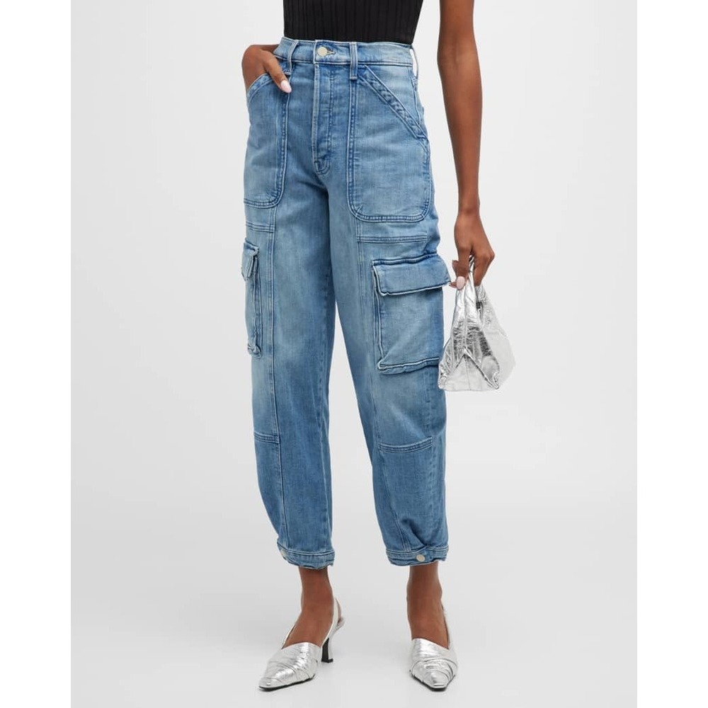 Mother Curbside Cargo Flood Herbal Remedy Utility Denim Jeans Tapered Ankle Crop